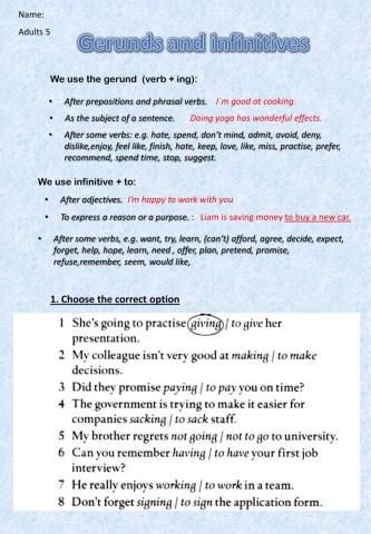 Gerunds and infinitives