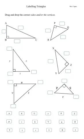 Labelling the sides and vertices of triangles