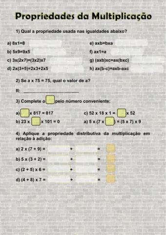 Propriedades da multiplicação