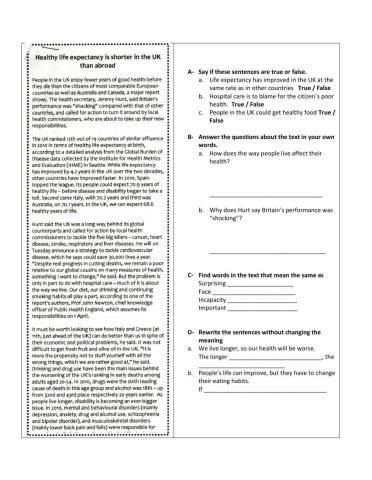 Healthy life expectancy is shorter inthe UK than abroad