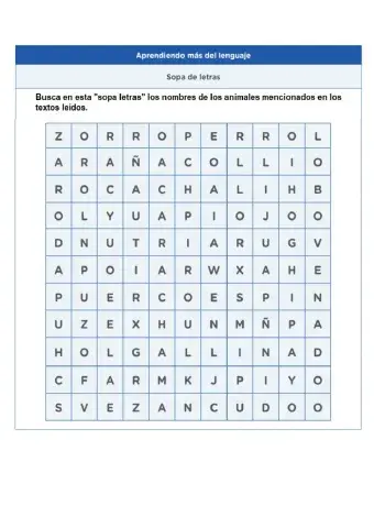 Sopa letras de animales
