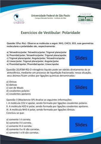 Exercícios de Vestibular - Polaridade - pág 1