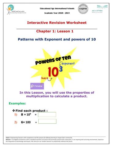 Revision sheet grade 5