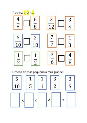 Comparacion fracciones