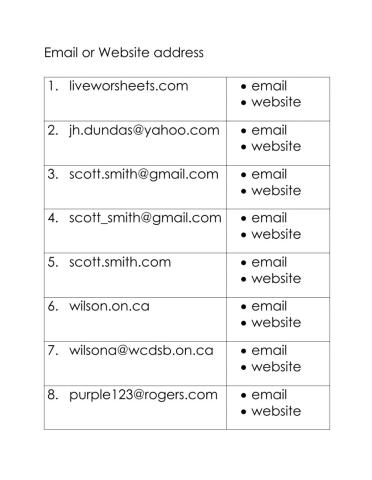 Email or Internet address