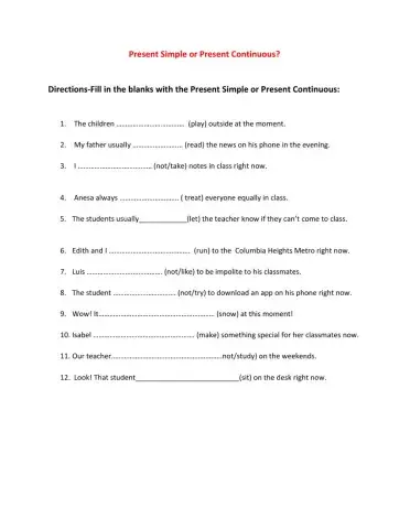 Present Simple & Continuous Tense