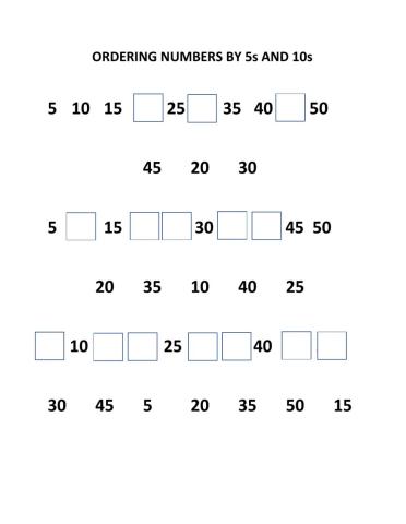 Ordering Numbers by 5s and 10s