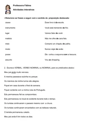 Preposição e tipos de predicado