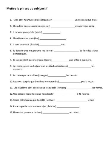 Le subjonctif - la formation