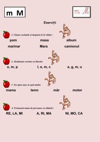 Exerciții litera m