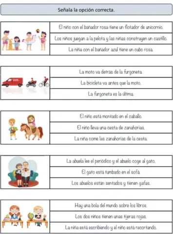 Selecciona las frases verdaderas