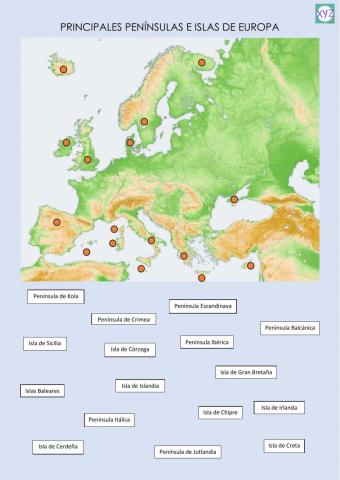 Penínsulas e islas de Europa