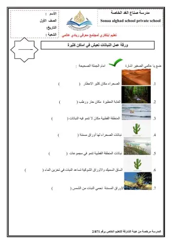 تعيش النباتات في اماكن مختلفة