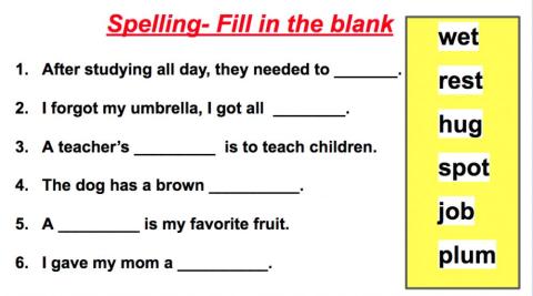 Short vowels Spelling