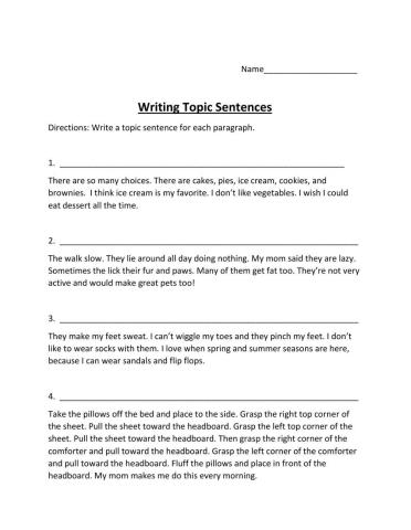 Writing topic sentences