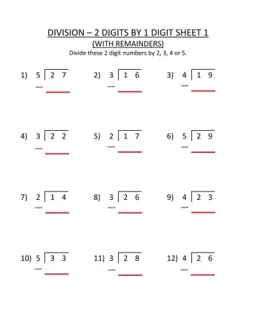 Division 2 digit by 1