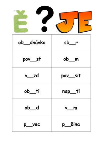 Psaní skupin bě-bje, vě-vje, pě