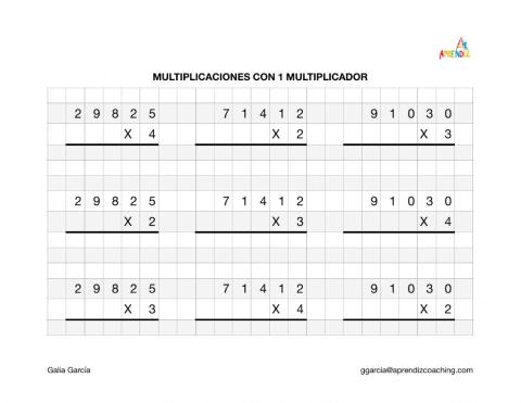 Multiplicaciones con 2, 3 y 4