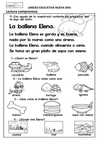 Lectura comprensiva La Ballena Elena