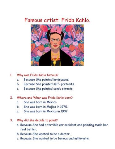 Frida Kahlo reading test.
