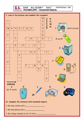 Ju1b unit 7  - vocabulaty household objects