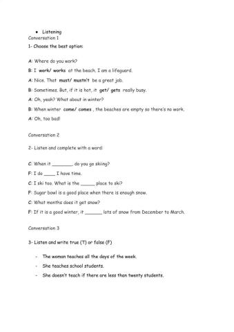 Listening A1+ Zero conditional