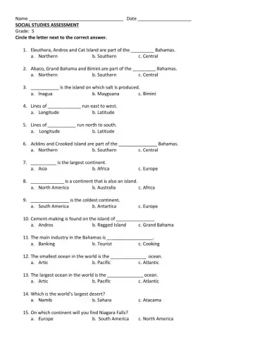 Social studies assessment