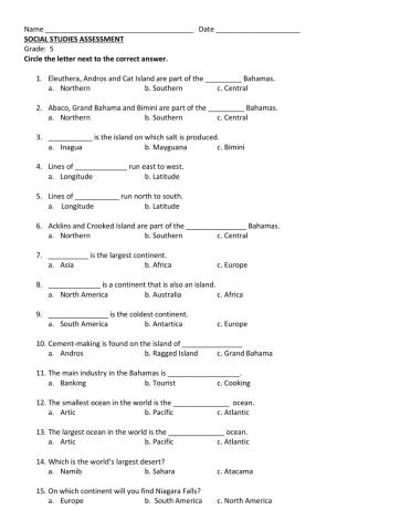 Social studies assessment