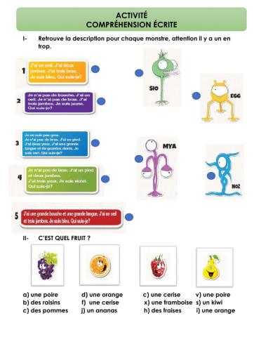 La description physique et les fruits et légumes