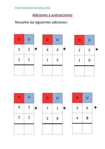 Adiciones y sustracciones