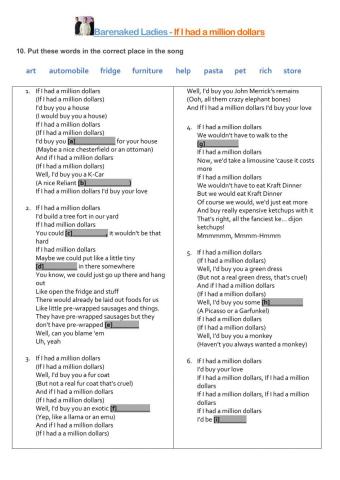 Song - If I had a million dollars