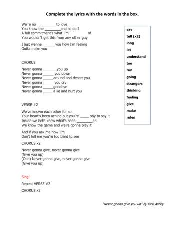 Never gonna give you up by Rick Astley