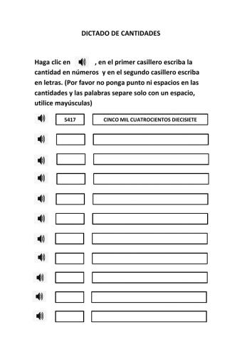 Dictado de cantidades hasta um