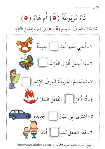 تاء مفتوحة ومربوطة وهاء