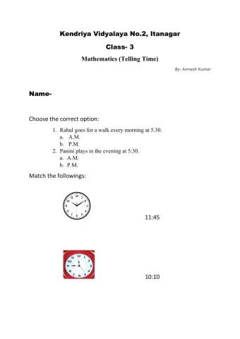 Telling time am or pm