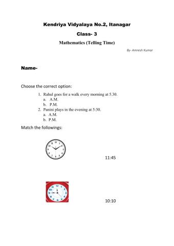 Telling time am or pm