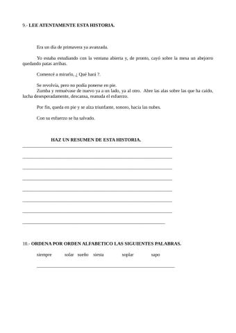 Prueba inicial 5º EP LCL segunda parte