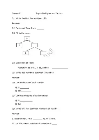 Multiples and Factors