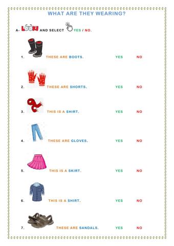 Clothes - vocabulary revision