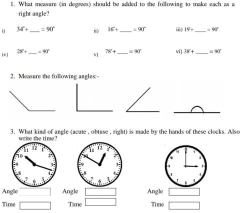 Angles, types of angles