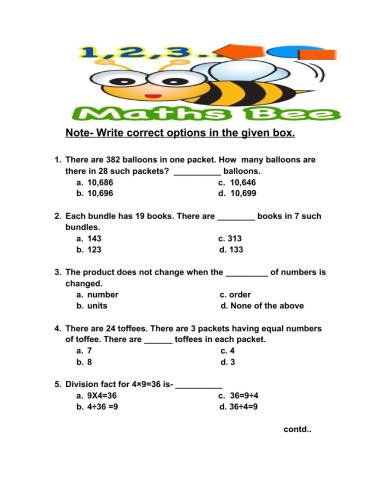 Oct- maths bee