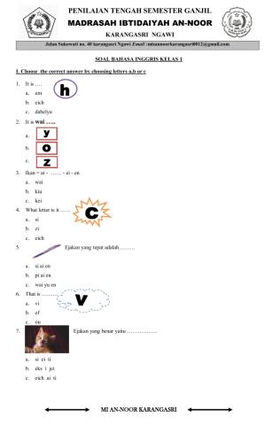 PTS Bahasa Inggris kelas 1 Umar