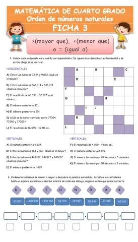 Mayor que, - menor que o - igual Orden de números naturales -