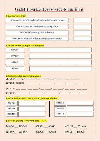 Los números de 6 cifras