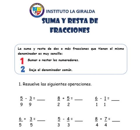 Sumas y restas de fracciones