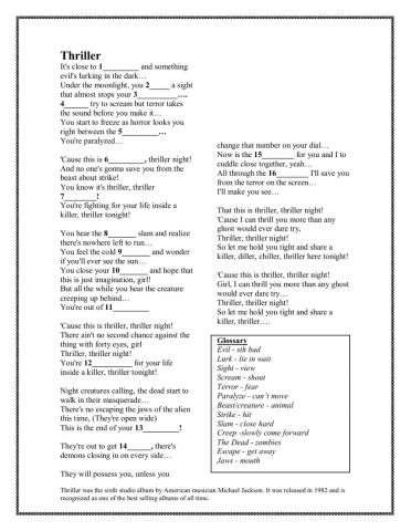 Thriller-Michael Jackson multiple choice