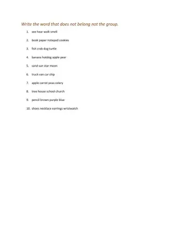 Words that do not belong