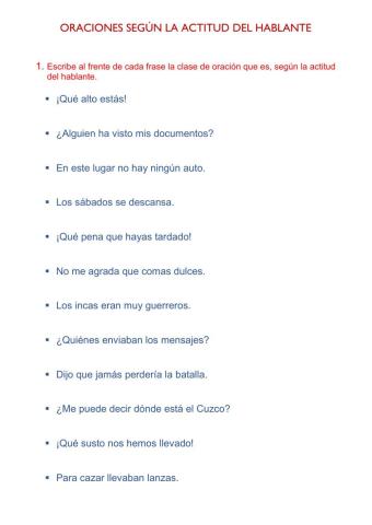 Clases de oraciones según el hablante