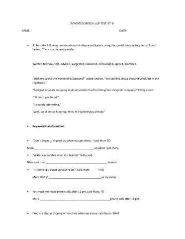 REPORTED SPEECH FIRST CERTIFICATE 