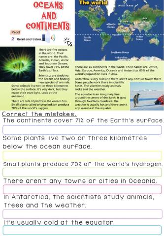 Grade 5. Oceans and Continents.